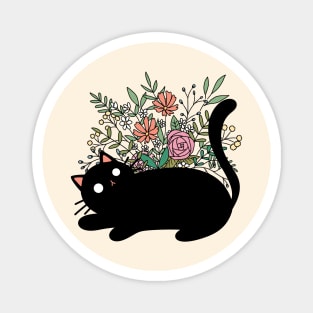 Cute Cat With Flowers | Handmade Illustration | Kawaii Gift | By Atelier Serakara Magnet